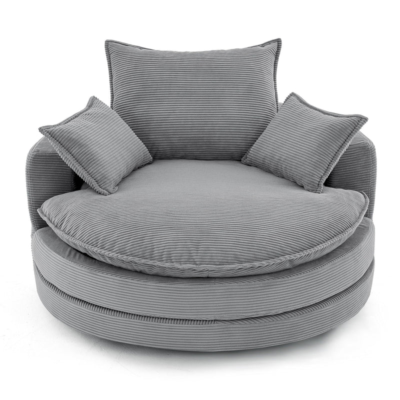360° Swivel Accent Barrel Chair With Dual Layer Cushion And 3 Removable Pillows by Unique Piece Furniture