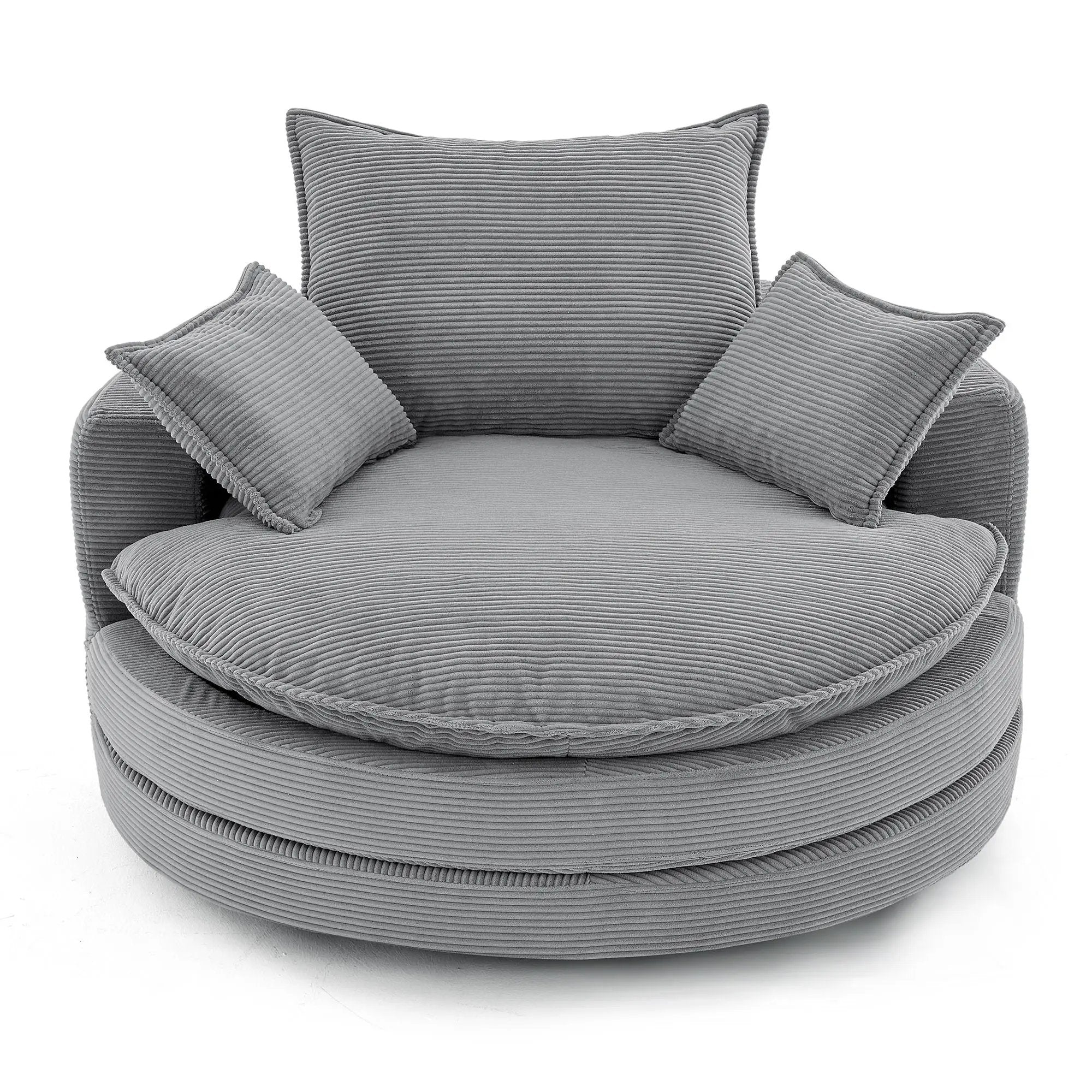 360° Swivel Accent Barrel Chair With Dual Layer Cushion And 3 Removable Pillows by HouseOfZazla