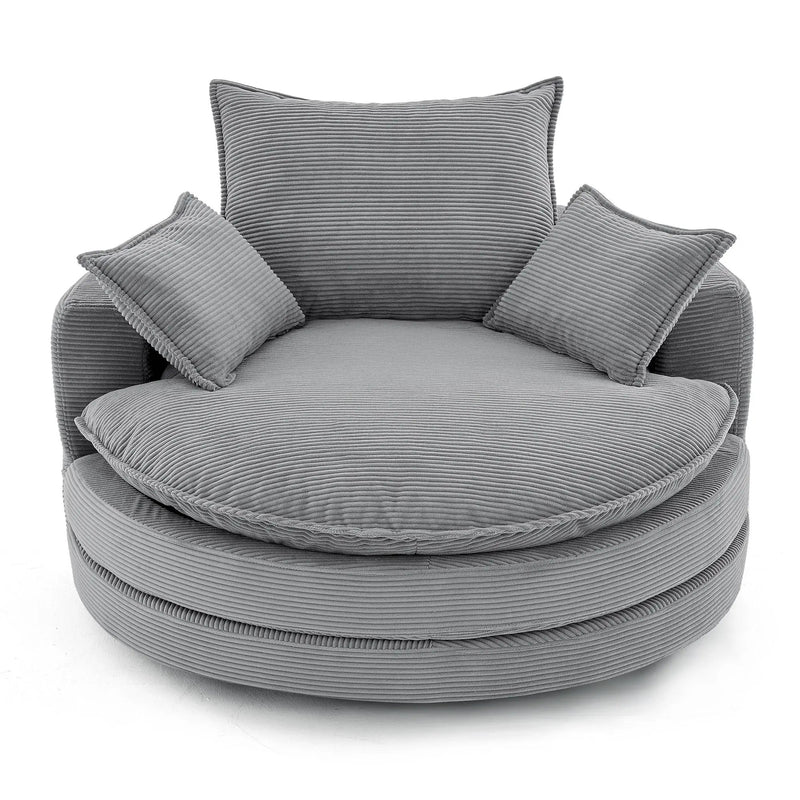 360° Swivel Accent Barrel Chair With Dual Layer Cushion And 3 Removable Pillows by HouseOfZazla
