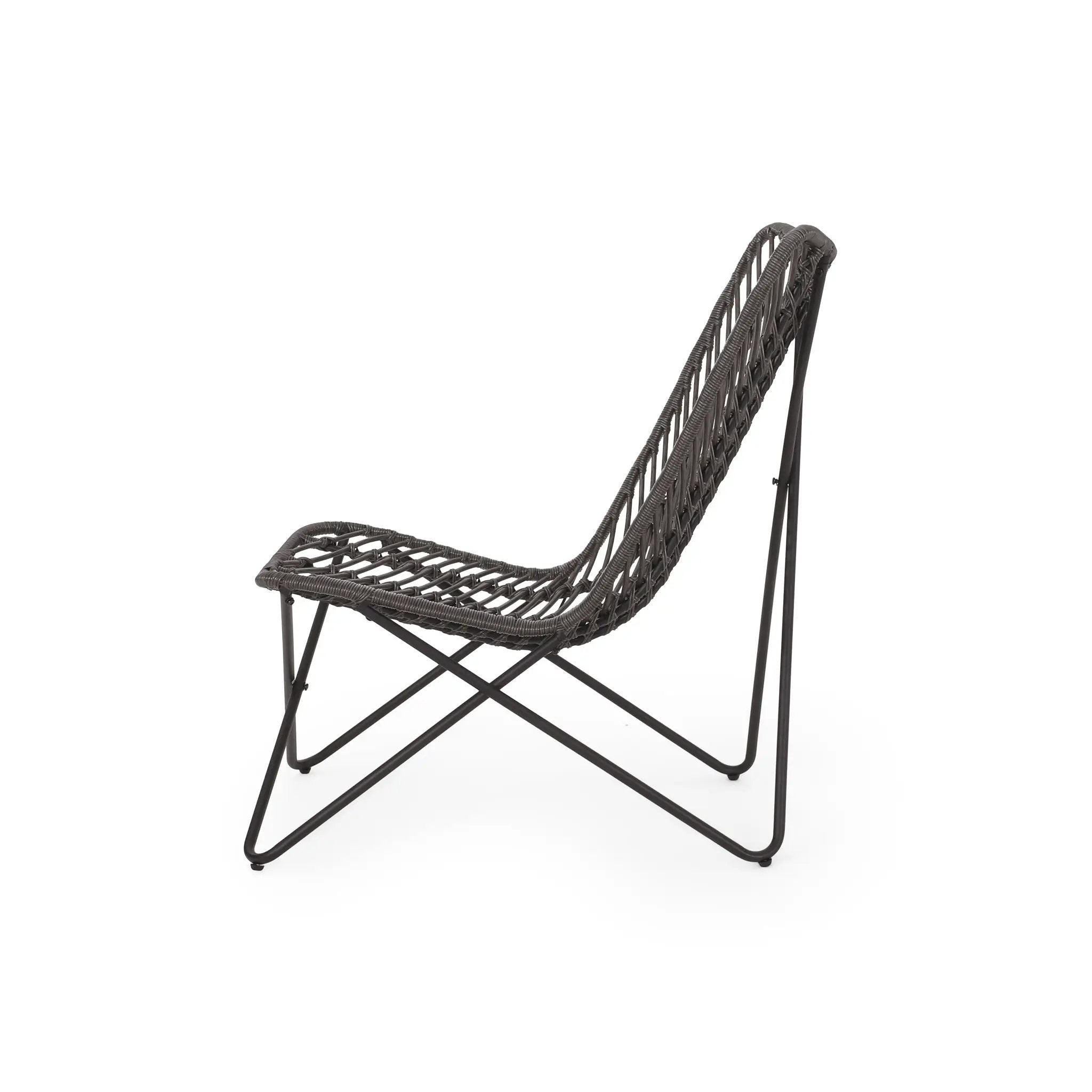 Outdoor Wicker Chair With Geometric Cross Base, Set of 2 - Gray by HouseOfZazla