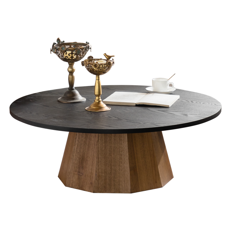 Round Coffee Table with Sturdy Pedestal Design by HouseOfZazla