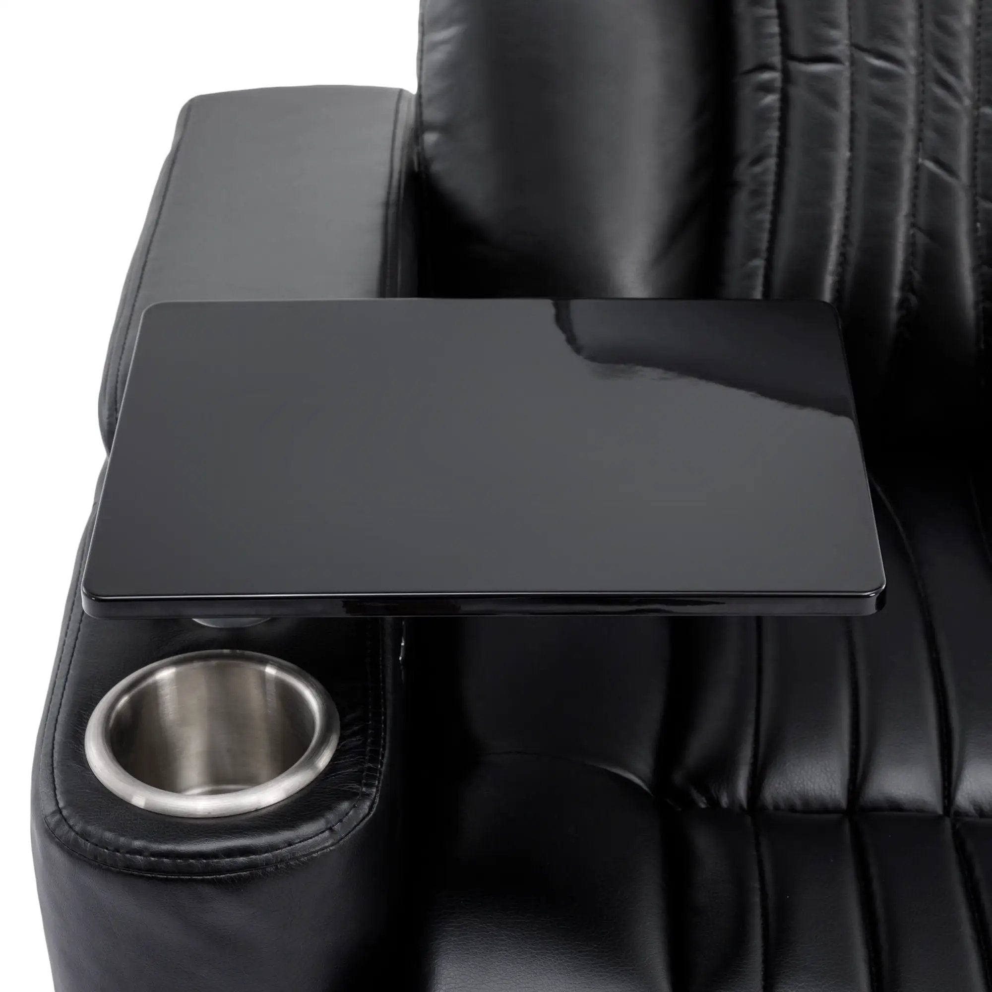 270° Power Swivel Recliner Home Theater Chair With Hidden Arm Storage, LED Light, Cup Holder, And Tray Table by HouseOfZazla