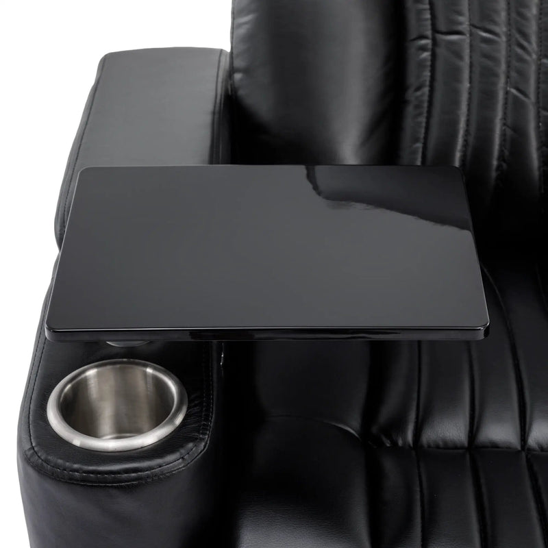 270° Power Swivel Recliner Home Theater Chair With Hidden Arm Storage, LED Light, Cup Holder, And Tray Table by HouseOfZazla