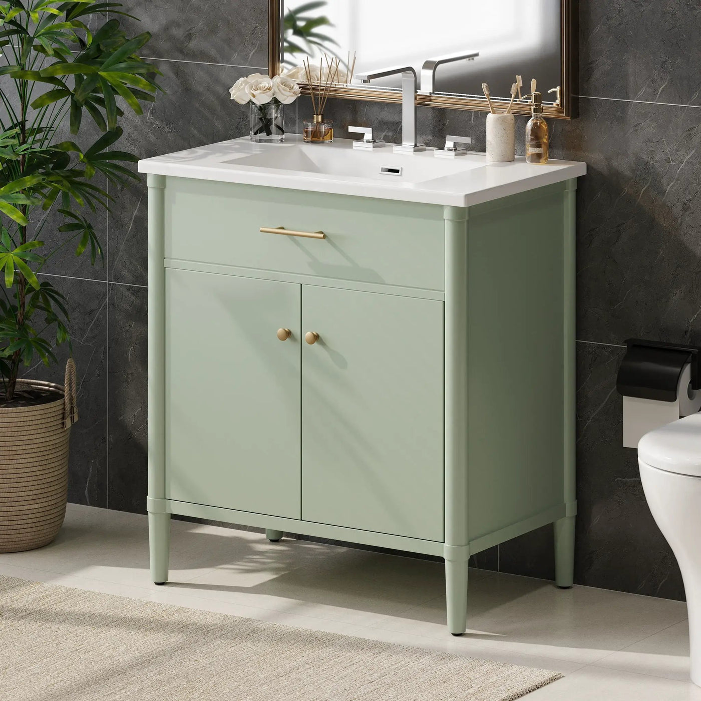 Bathroom Vanity With Sink, Soft Close Doors And Adjustable Shelf by HouseOfZazla
