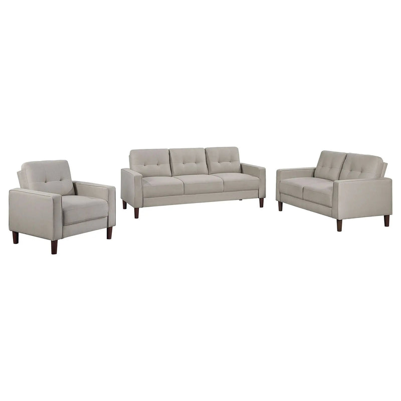 Bowen 3-piece Upholstered Track Arm Tufted Sofa Set Beige by Unique Piece Furniture