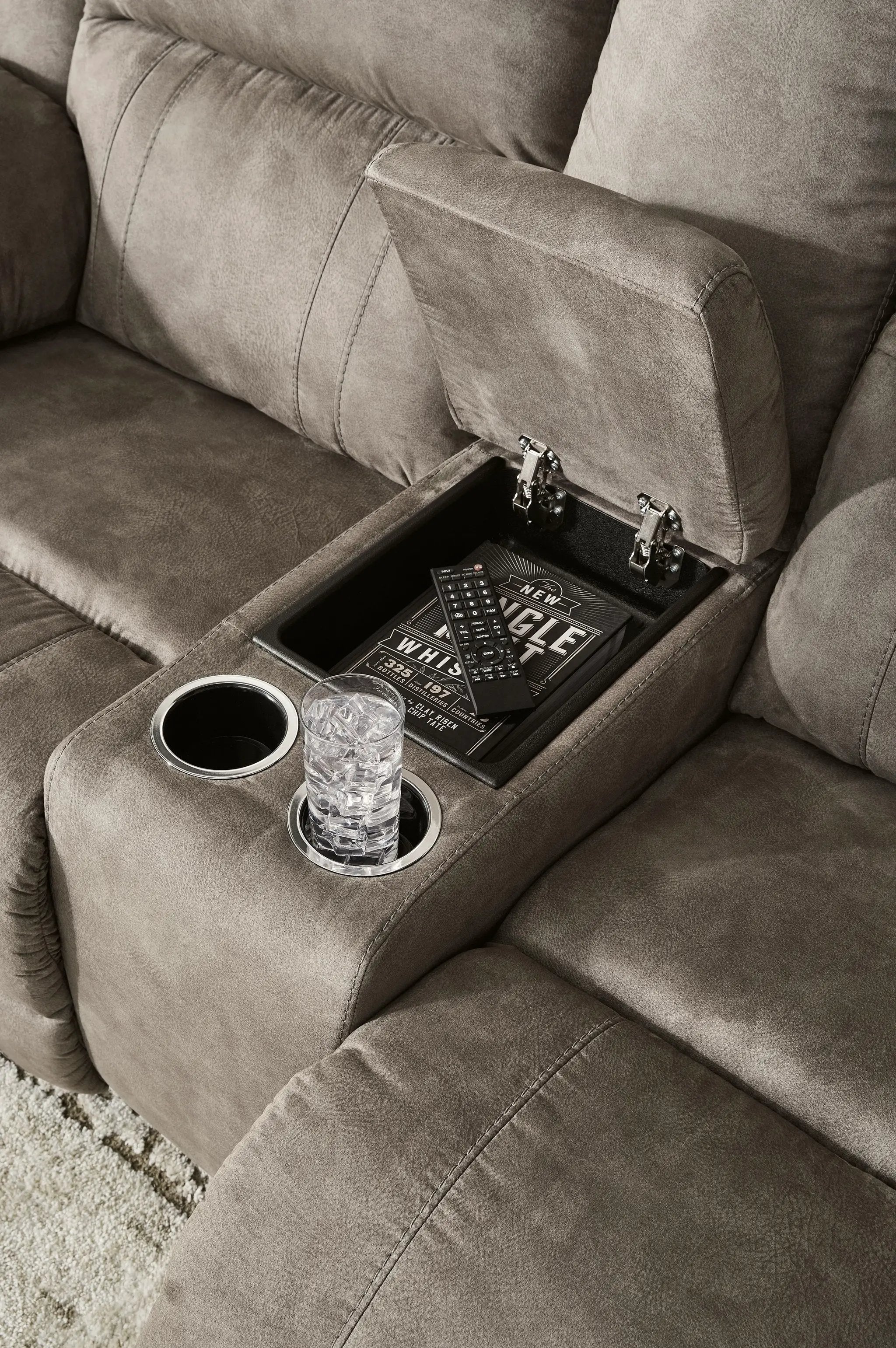 Laresview - Dbl Reclining Loveseat with Console - Fossil by Unique Piece Furniture