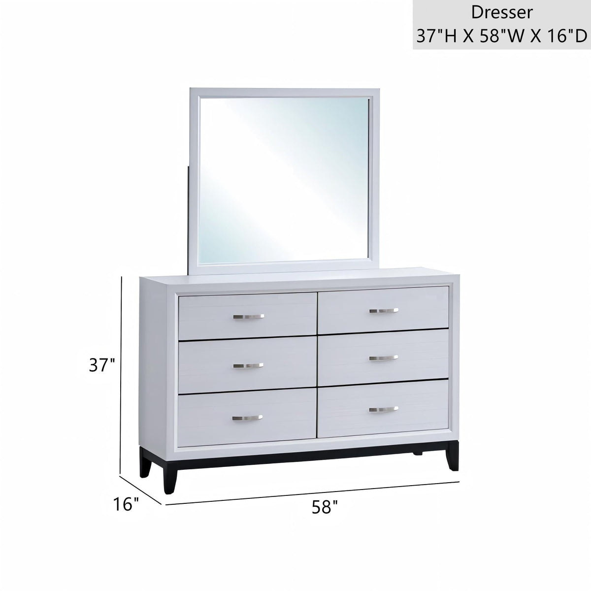 Dresser With 6 Drawers with Laminate Wood Grain Pattern - Dark Gray or White, photo 3 of 14