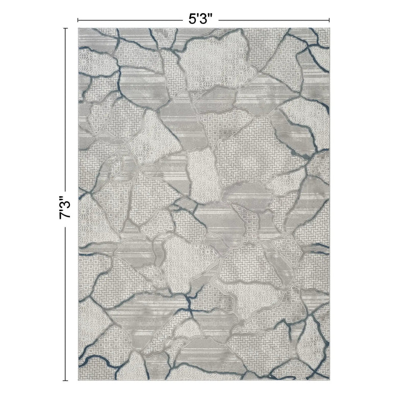 Geometrix - 5'3" X 7'3" Area Rug, Geometric 3D Effect - Gray / Ivory by HouseOfZazla