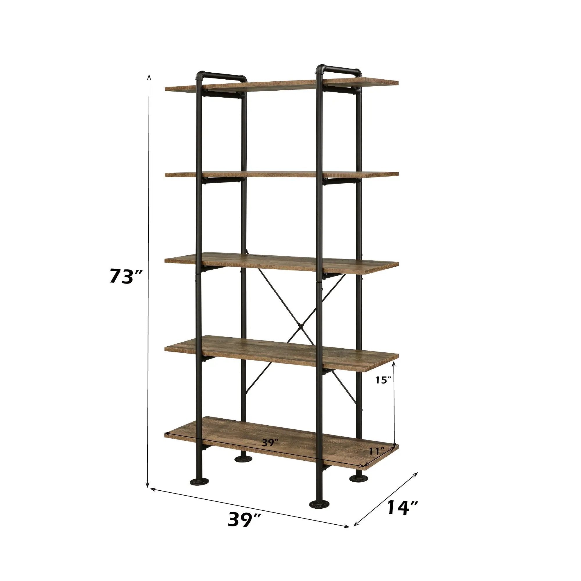 Nefo - Bookshelf - Rustic Oak & Black by Unique Piece Furniture