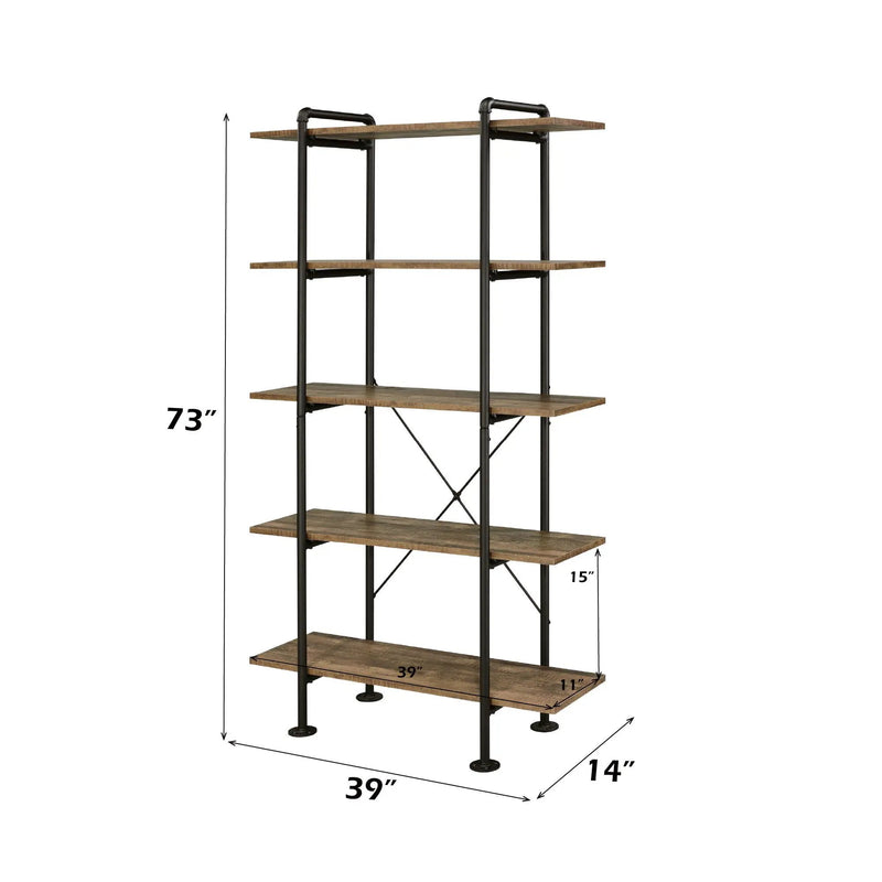 Nefo - Bookshelf - Rustic Oak & Black by Unique Piece Furniture