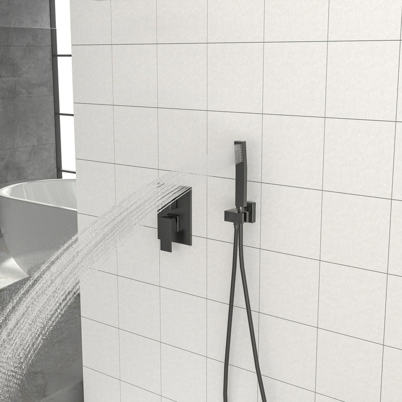 Dual Shower Head 10" Ceiling Mount Square Shower System With Rough In Valve - Matte Black by HouseOfZazla
