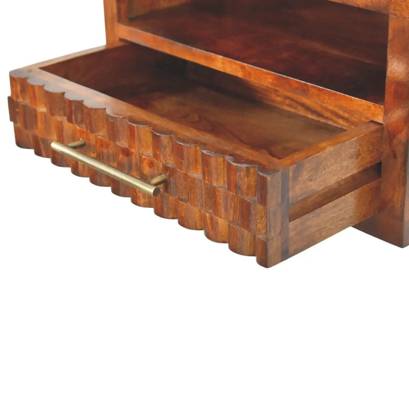 Solid Wood Cadiz Textured Bedside Table by HouseOfZazla