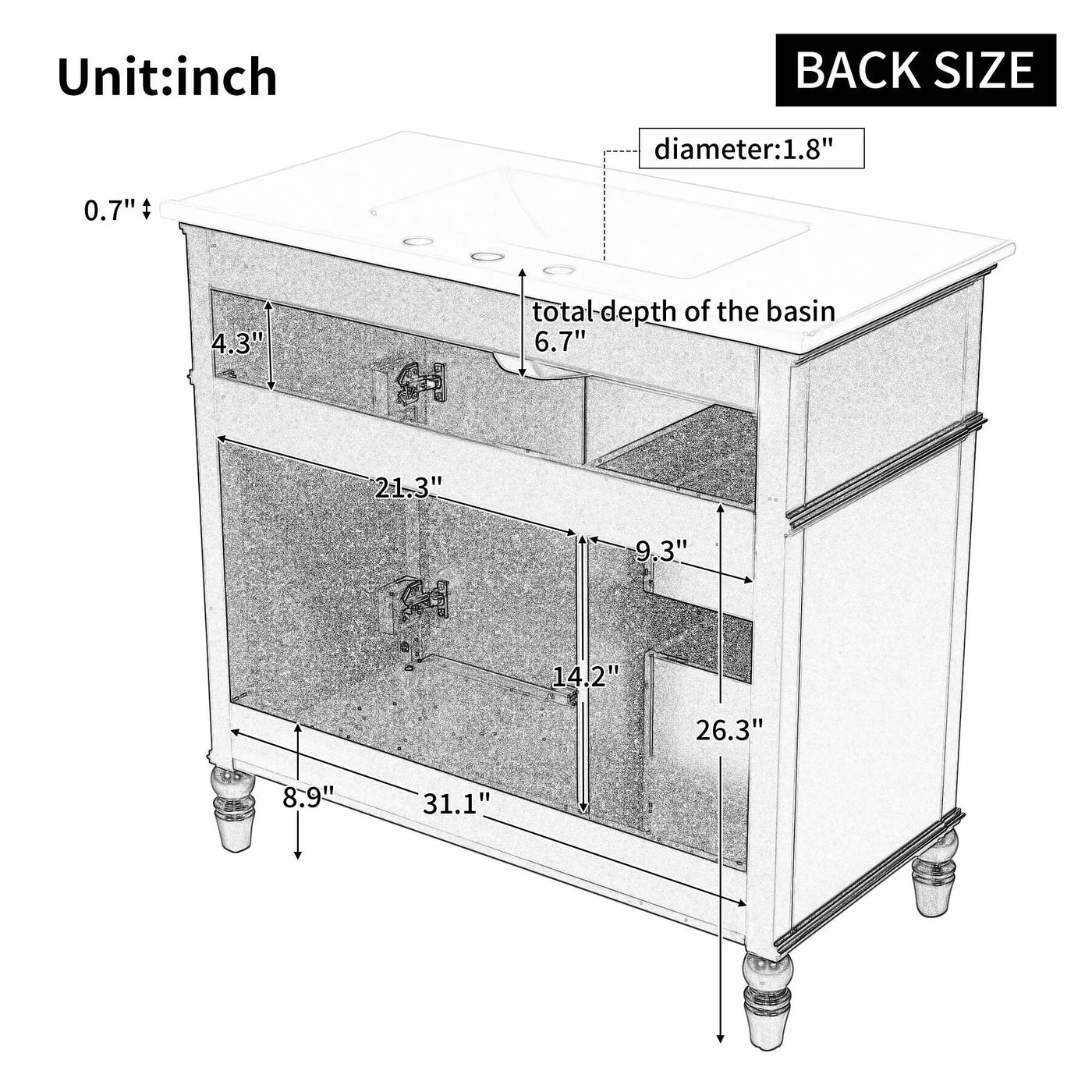 Bathroom Vanity With Sink, Freestanding Cabinet & Drawers by HouseOfZazla
