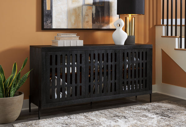 Vallisburg - Accent Cabinet - Black / Natural, photo 2 of 7
