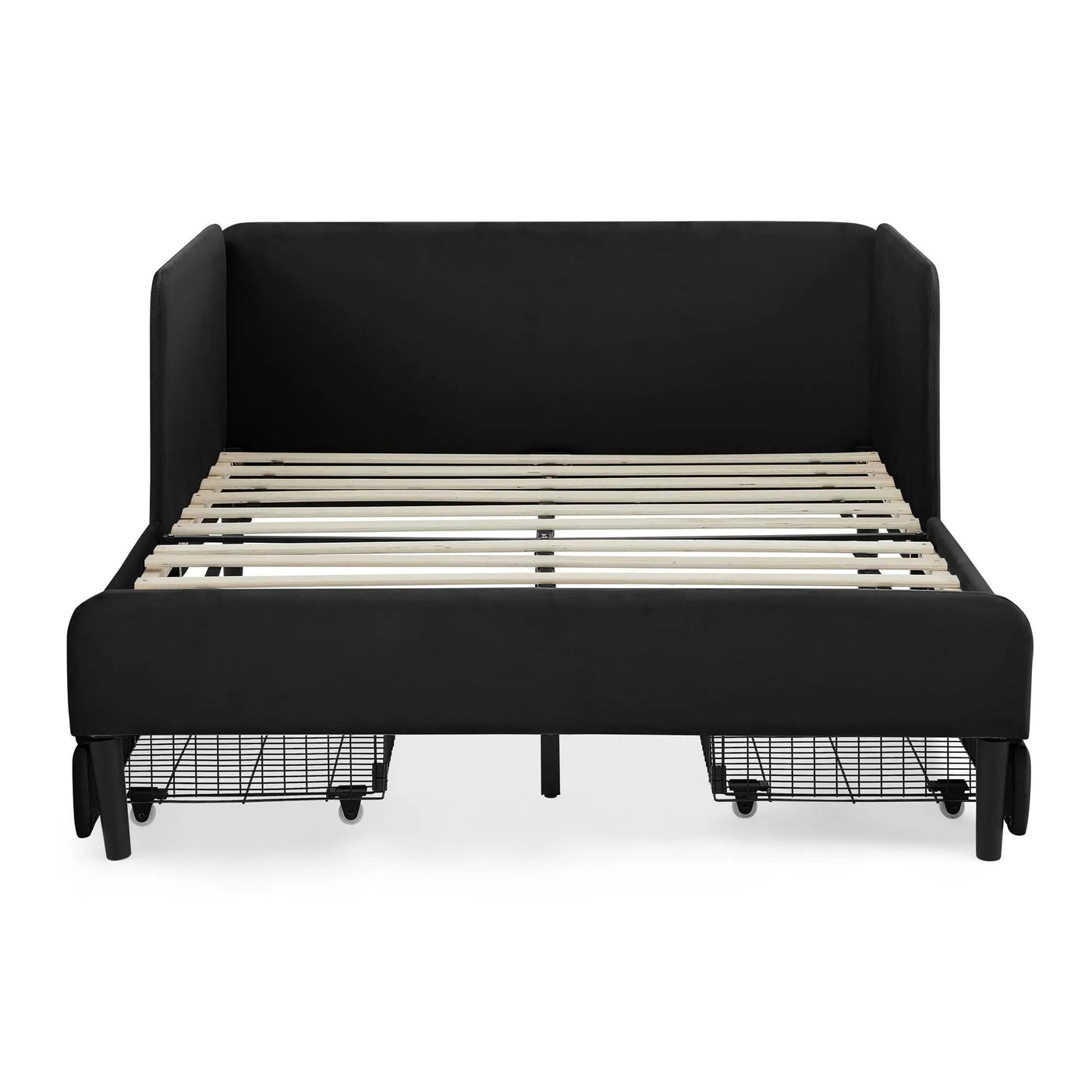 Upholstered Platform Bed Frame With 2 Storage Drawers And Adjustable Sofa Bed by HouseOfZazla