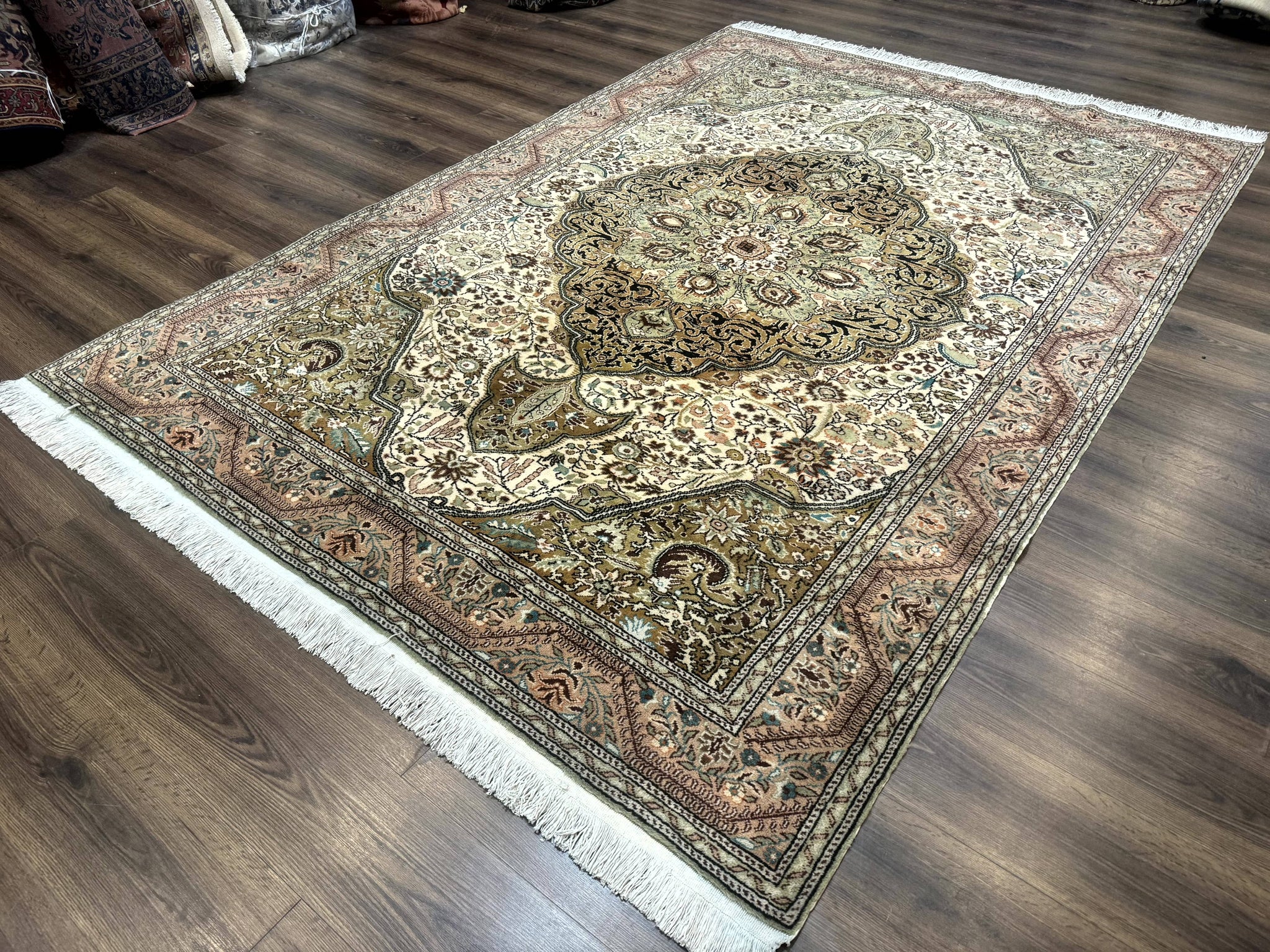 Turkish Sivas Rug 6x9, Floral Medallion, Vintage Handmade Wool Carpet by Jewel Rugs