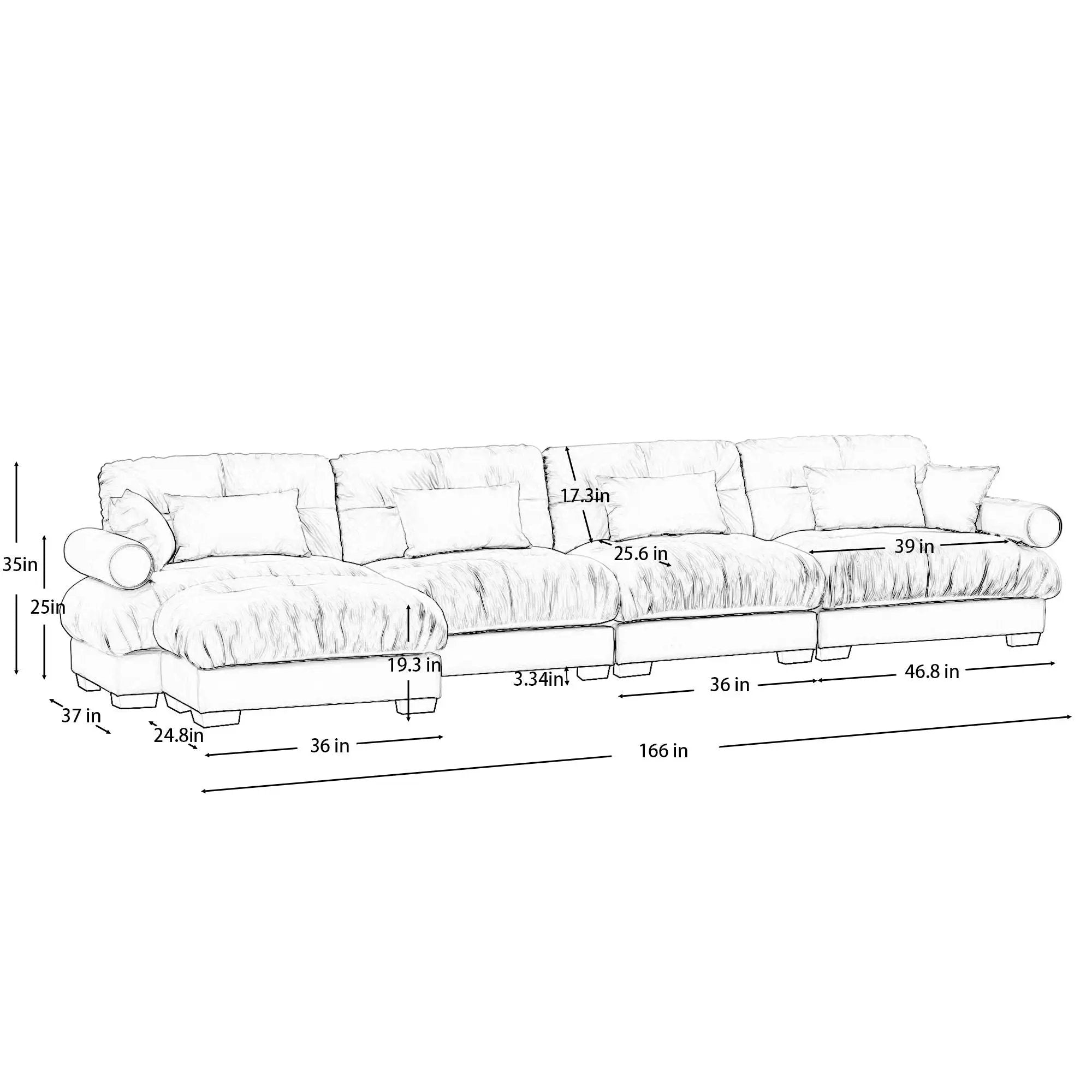 Super Comfort Oversized Modular Sectional Sofa With Movable Ottoman by HouseOfZazla