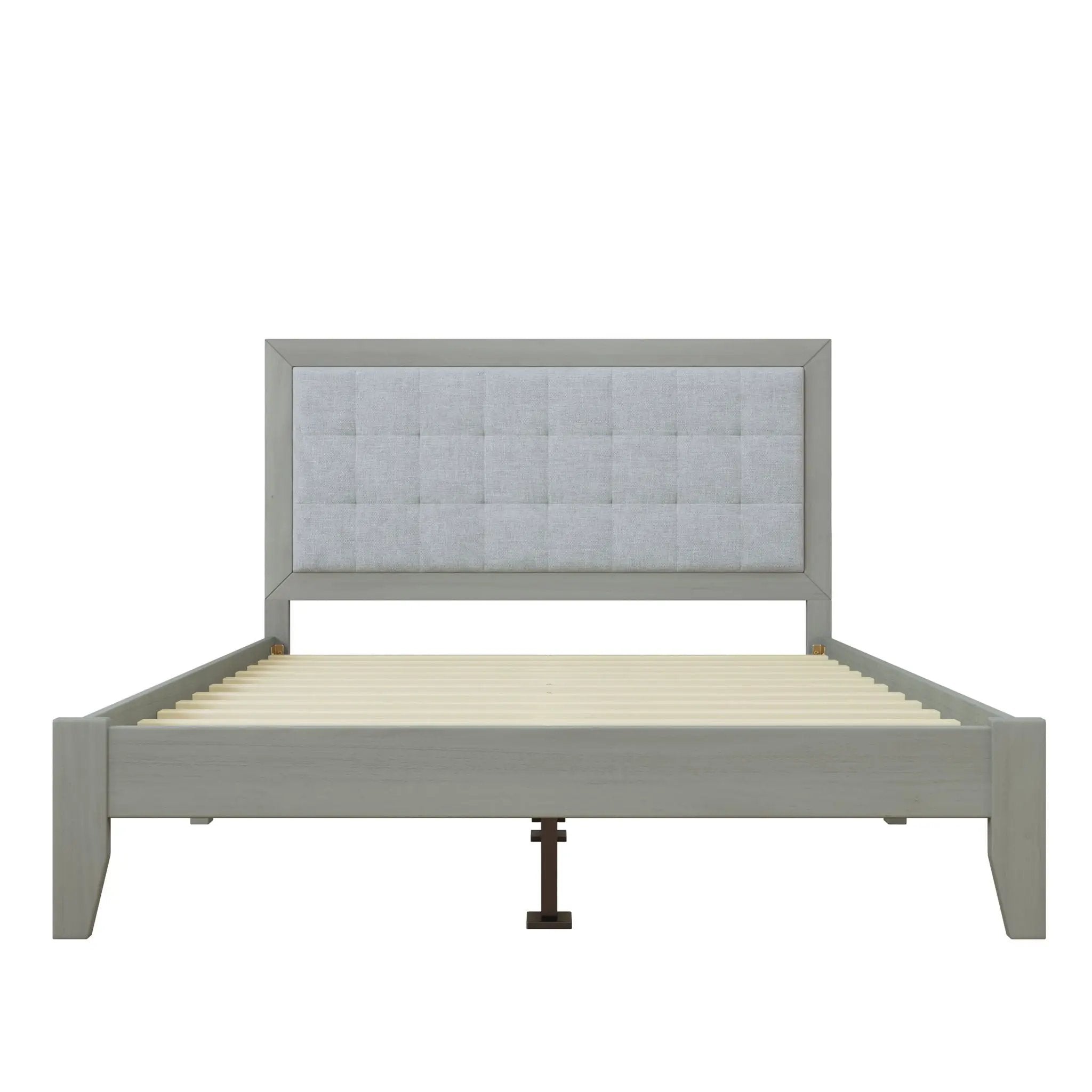 Mid Century Modern Platform Bed With Upholstered Headboard by HouseOfZazla