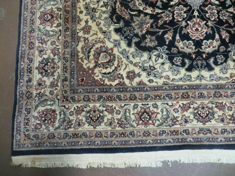 4' X 7' Vintage Handmade India Wool Silk Accent Rug Hand Knotted Black Organic by Jewel Rugs
