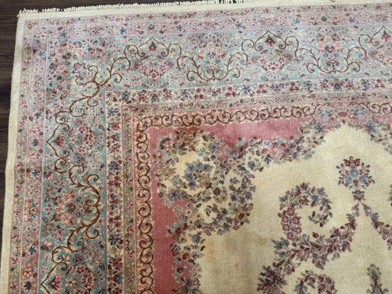 10x14 Karastan Kirman Rug #784 Pastel Ivory Kirman Medallion, Wool Antique Original 700 Series by Jewel Rugs