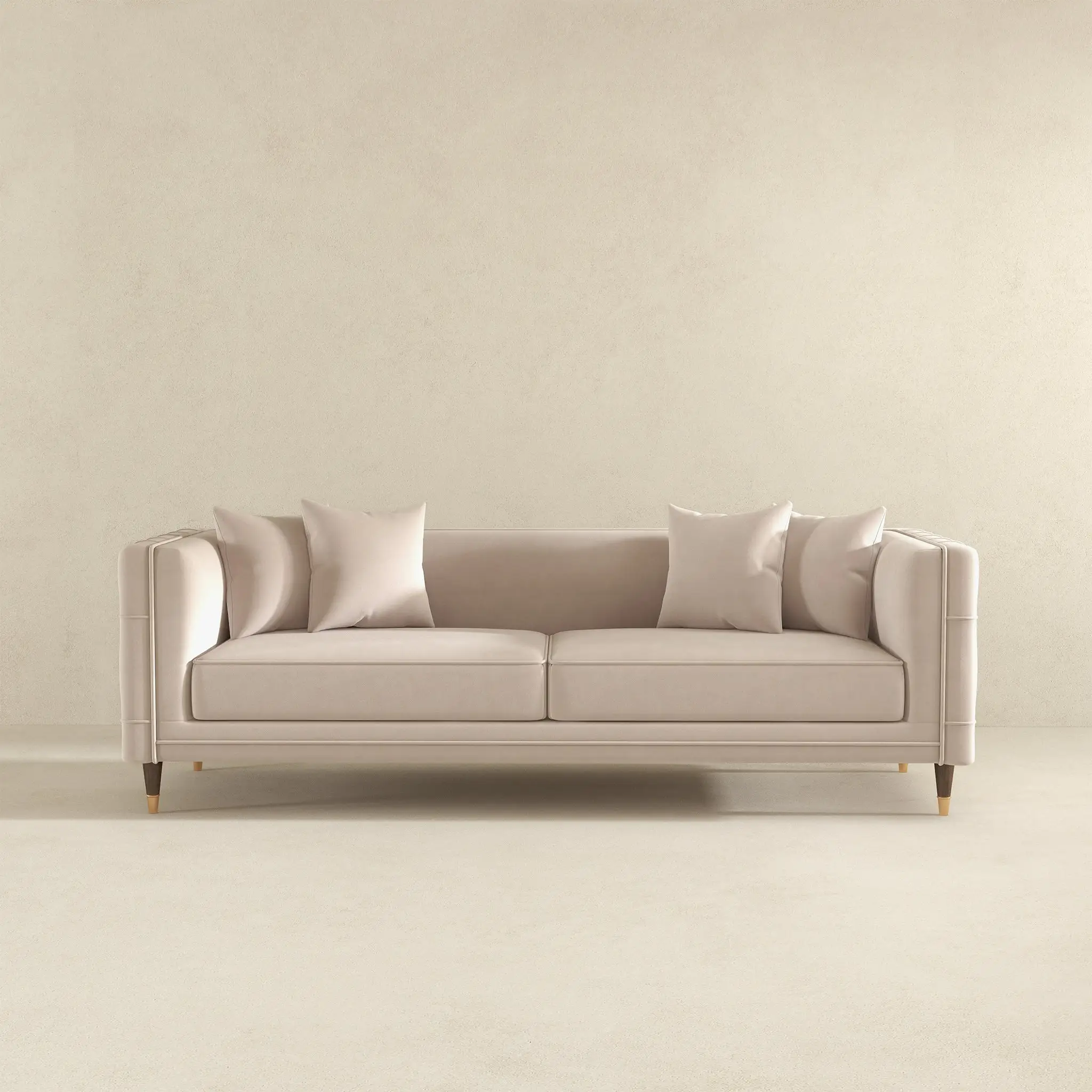 Edward Sofa (Light Cream Velvet) by HouseOfZazla