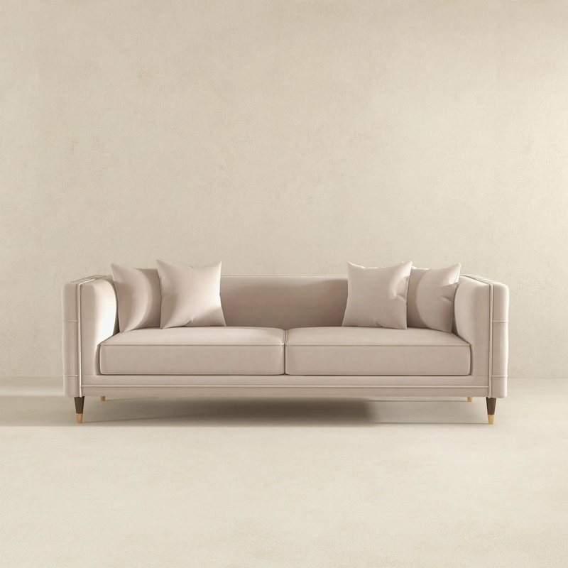 Edward Sofa (Light Cream Velvet) by HouseOfZazla