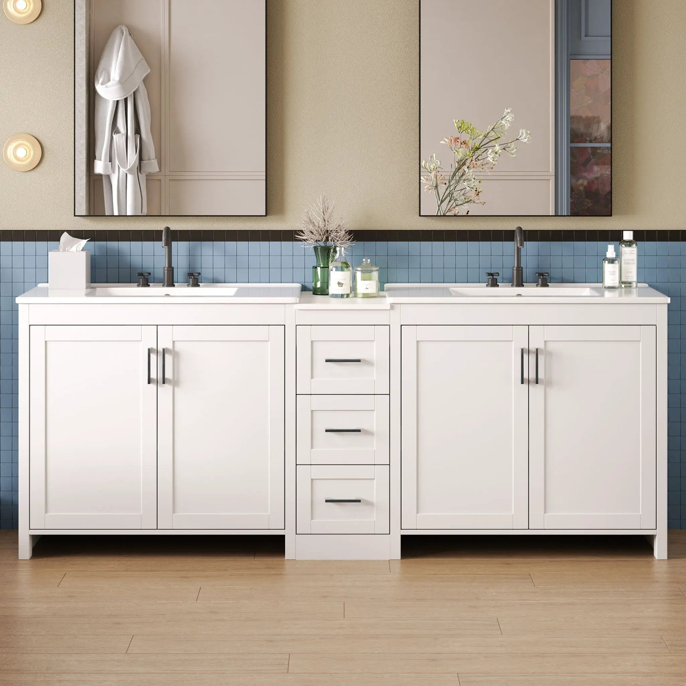 Double Sink Bathroom Vanity With Quartz Countertop by HouseOfZazla
