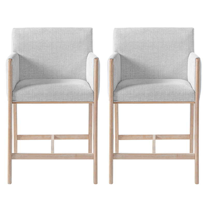 24'' Seat Height Upholstered Counter Stools with Arms - Set of 2 by HouseOfZazla