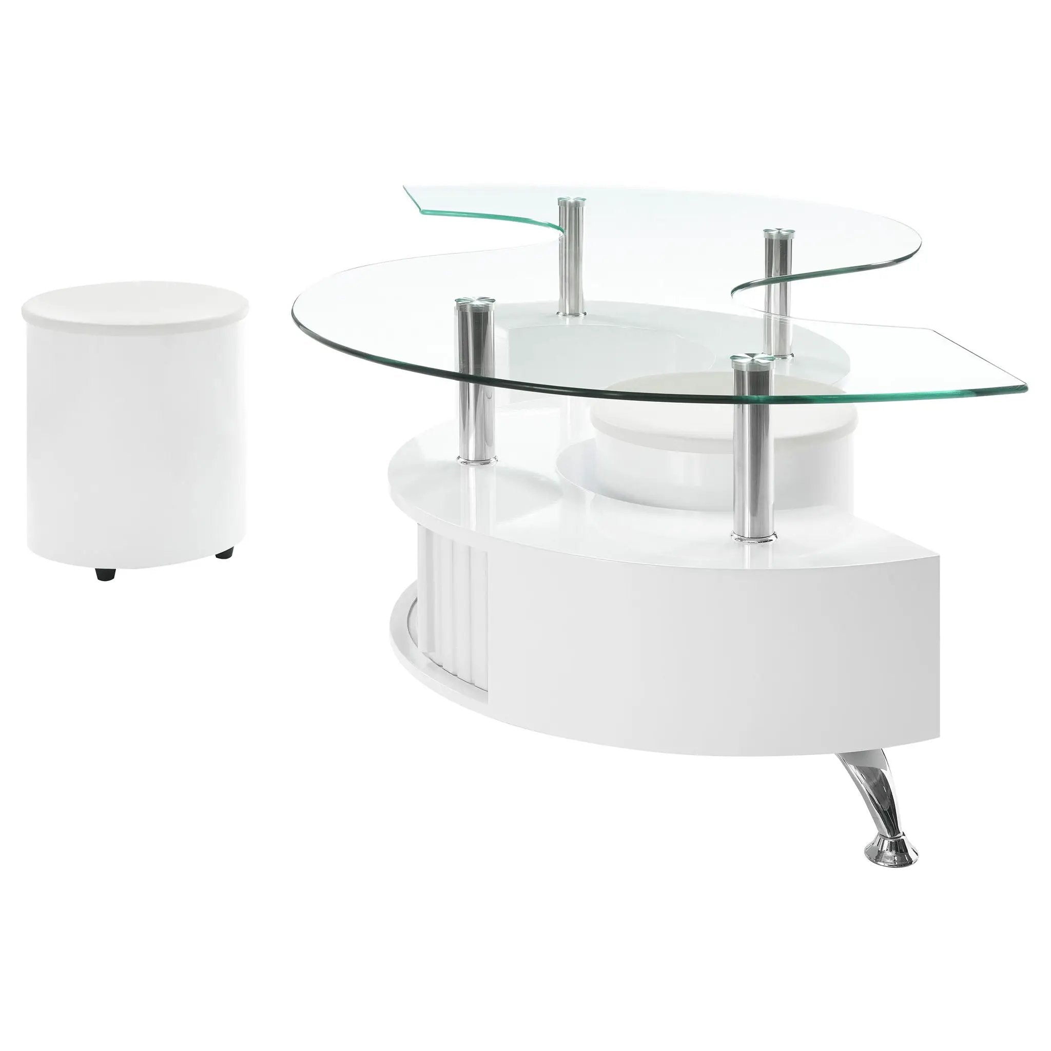 Buckley 3-piece Coffee Table and Stools Set White High Gloss by Unique Piece Furniture