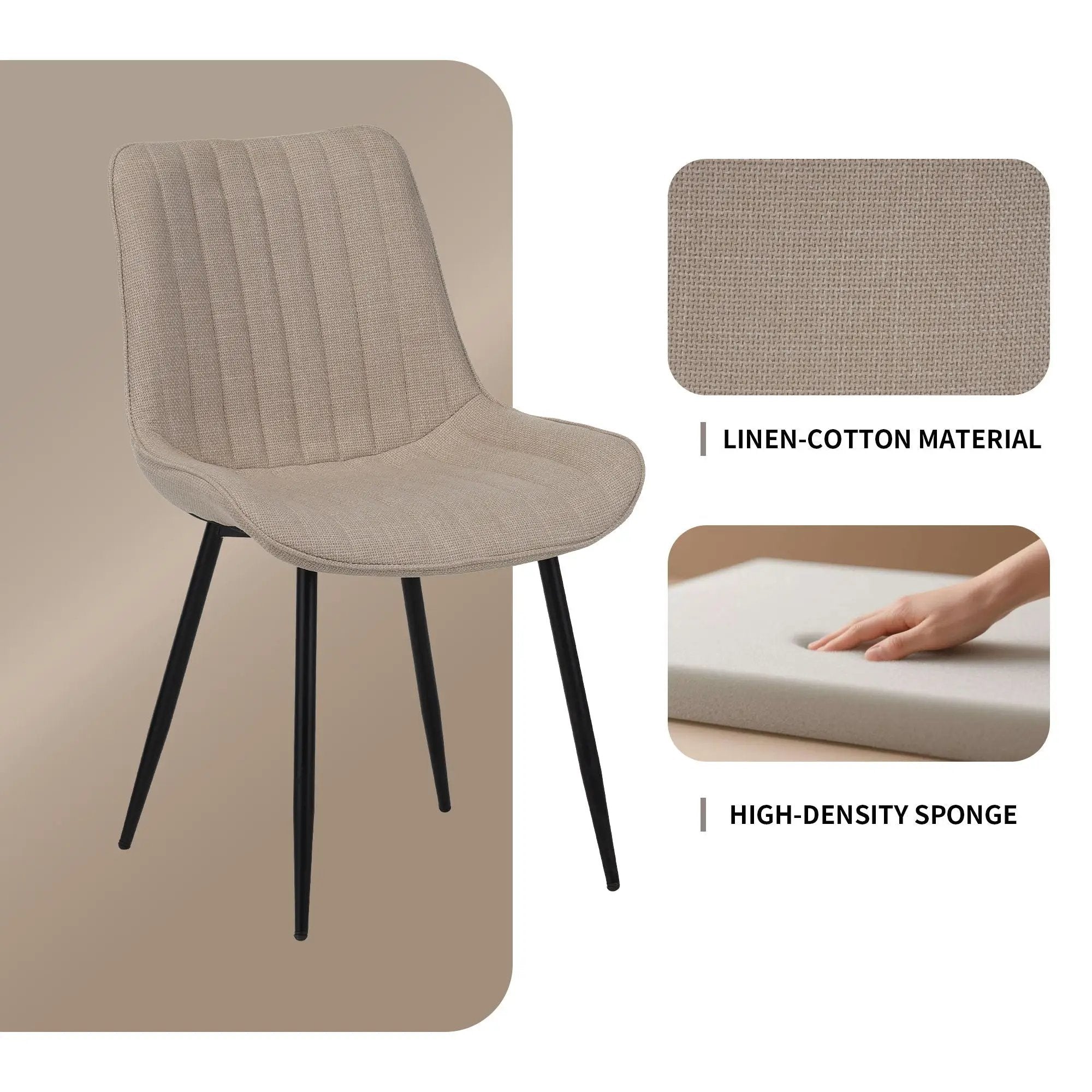 Dining Chair Set With Padded Backrests (Set of 4) - Beige by Unique Piece Furniture
