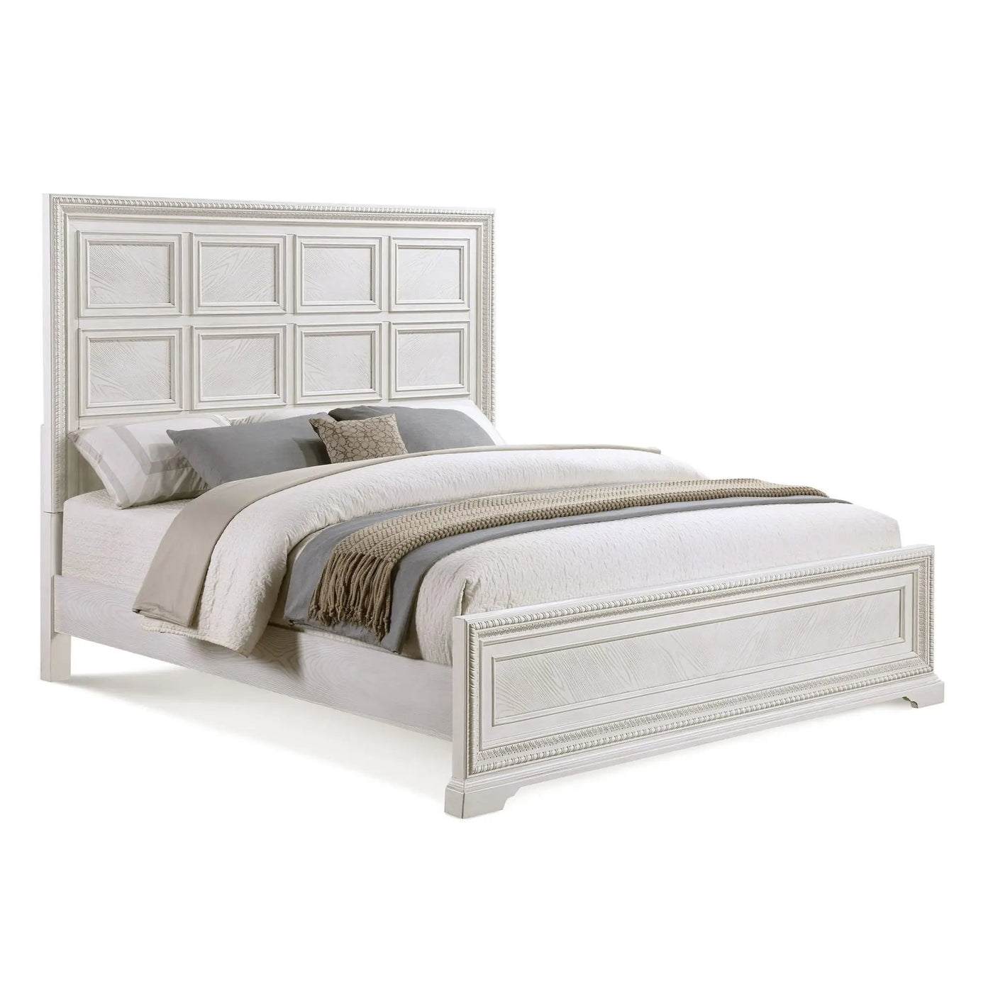 Geometric Design Headboard Panel Bed by Unique Piece Furniture