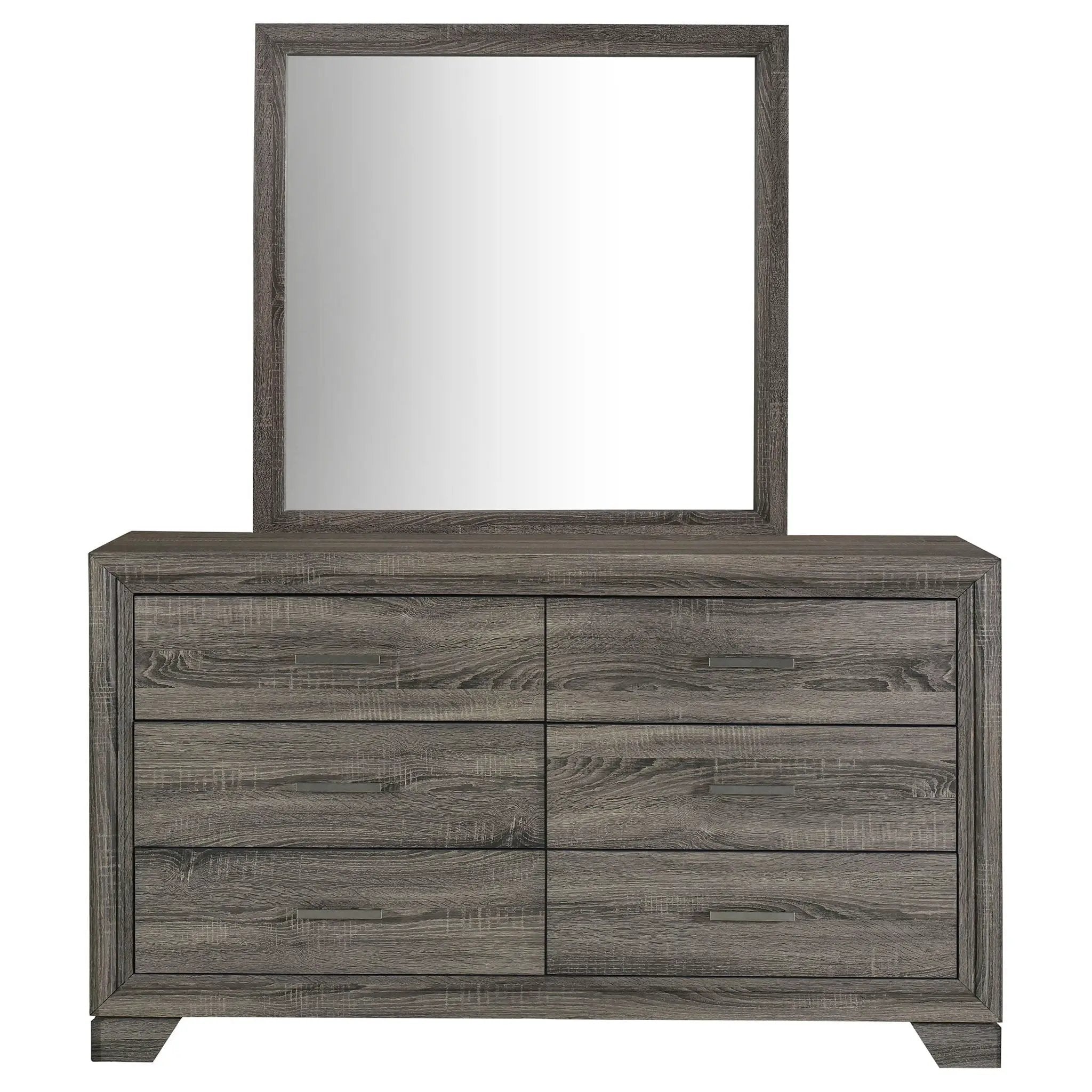 Wright 6-drawer Dresser and Mirror Brown Oak by Unique Piece Furniture