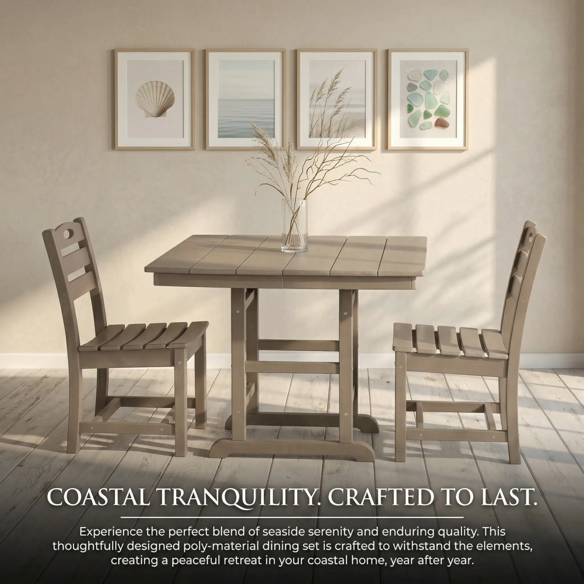 Antique Wood Color HDPE 5-Piece Outdoor Patio Dining Set by HouseOfZazla
