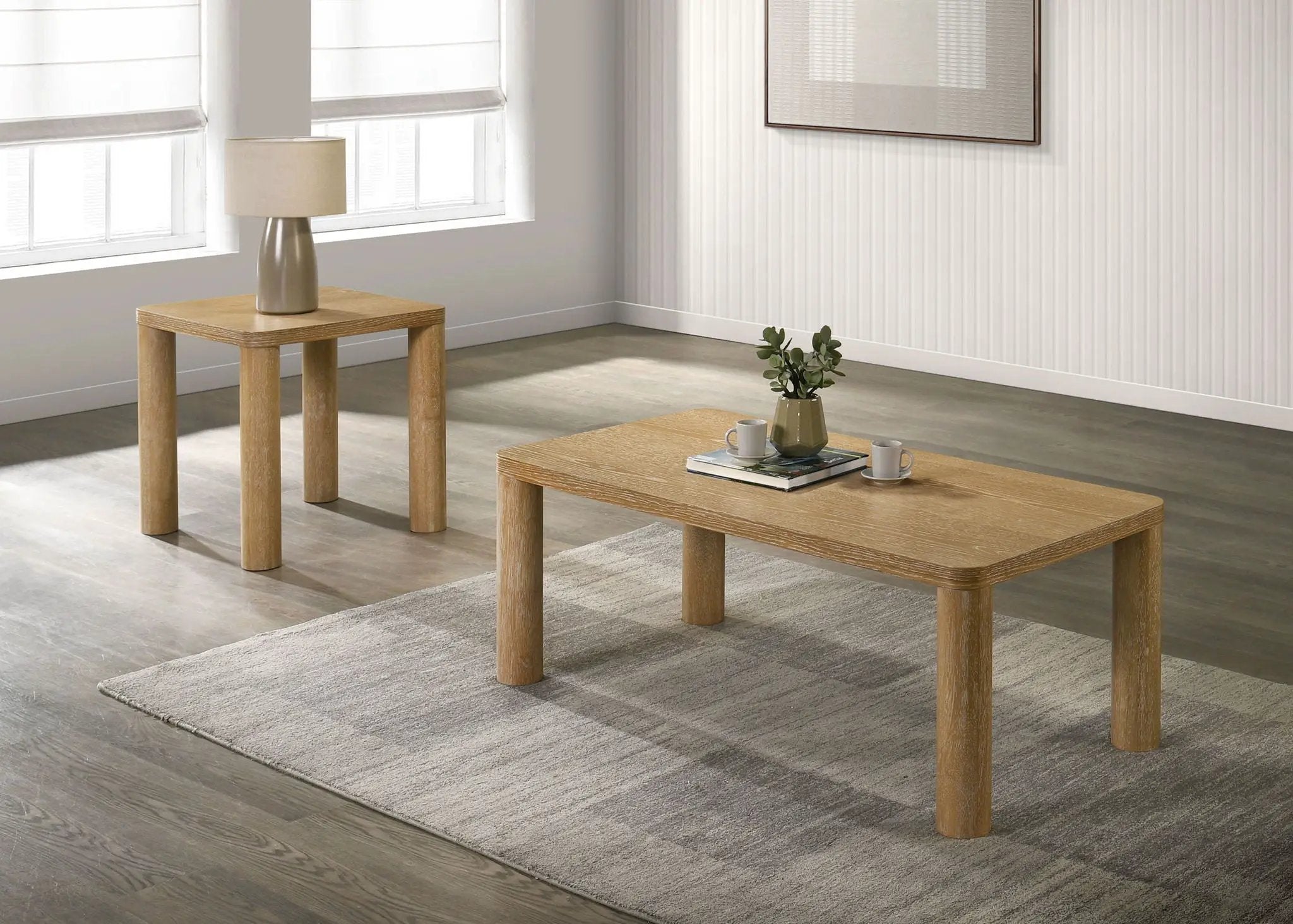 Castlewood Engineered Wood Cocktail Coffee Table Light Oak by Unique Piece Furniture