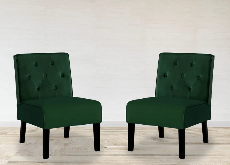 Reese - Living Room Armless Button Tufted Pattern Accent Chair (Set of 2) by HouseOfZazla