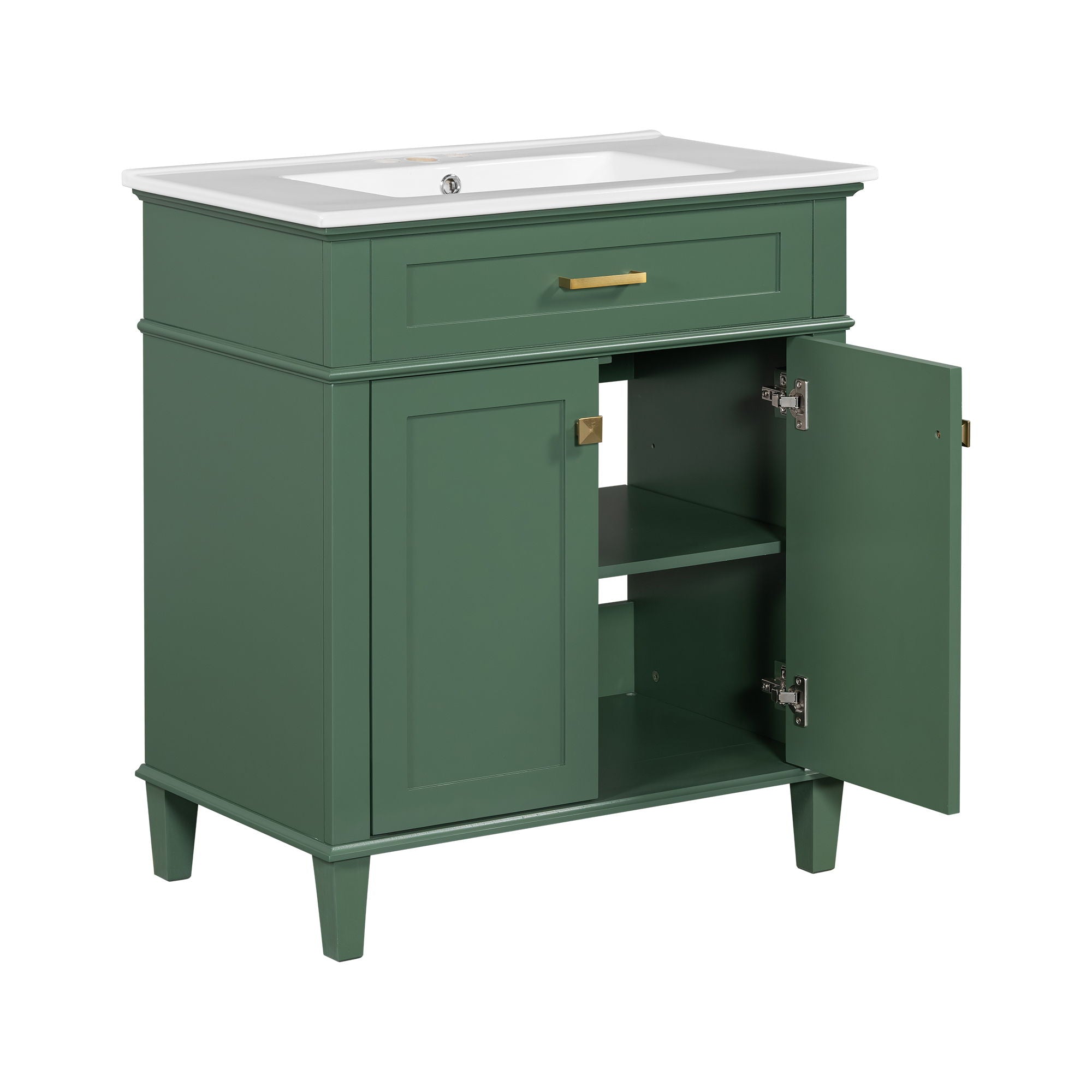 Bathroom Vanity With Ceramic Basin, Soft Close Door And Adjustable Shelves by HouseOfZazla
