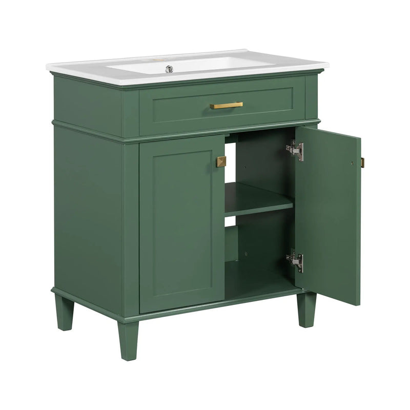Bathroom Vanity With Ceramic Basin, Soft Close Door And Adjustable Shelves by HouseOfZazla