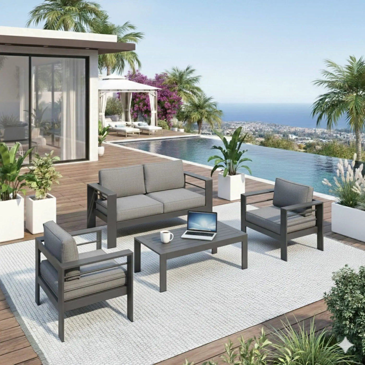 Outdoor Patio Set, All-Weather & Thick Cushions by HouseOfZazla