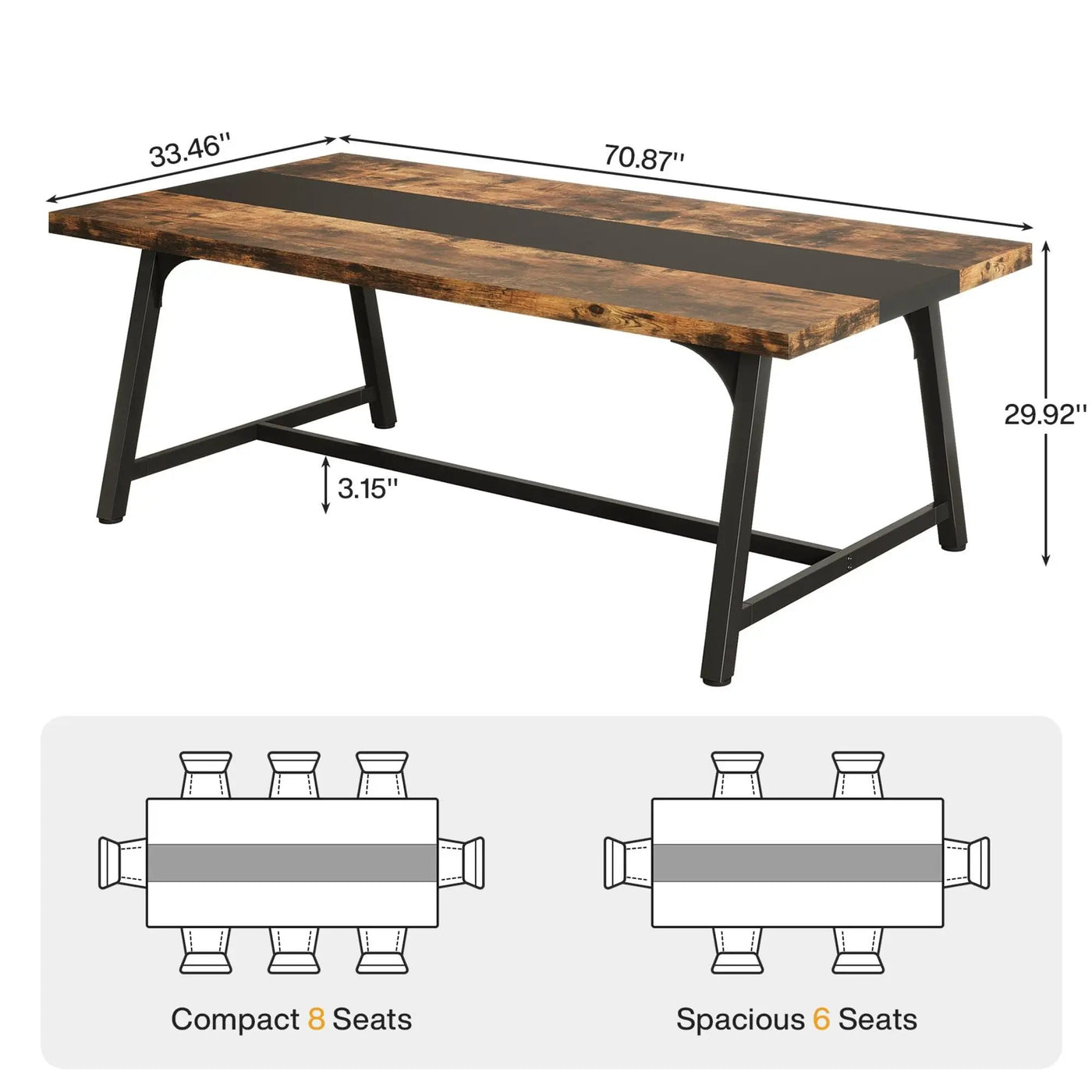 Modern Rectangular Conference Table For 6 - 8 People, Office Executive Desk by HouseOfZazla