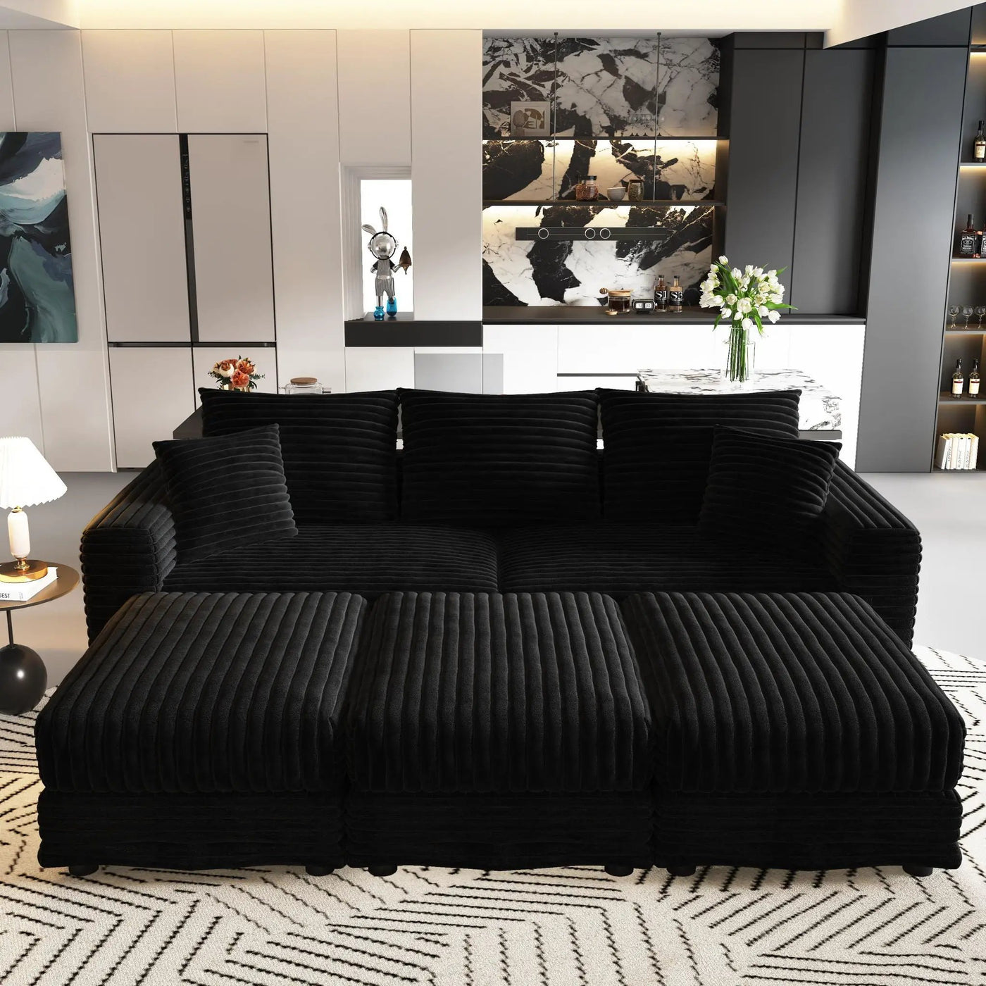 Convertible Deep Seat Sofa With Soft Pillows And Ottomans by HouseOfZazla