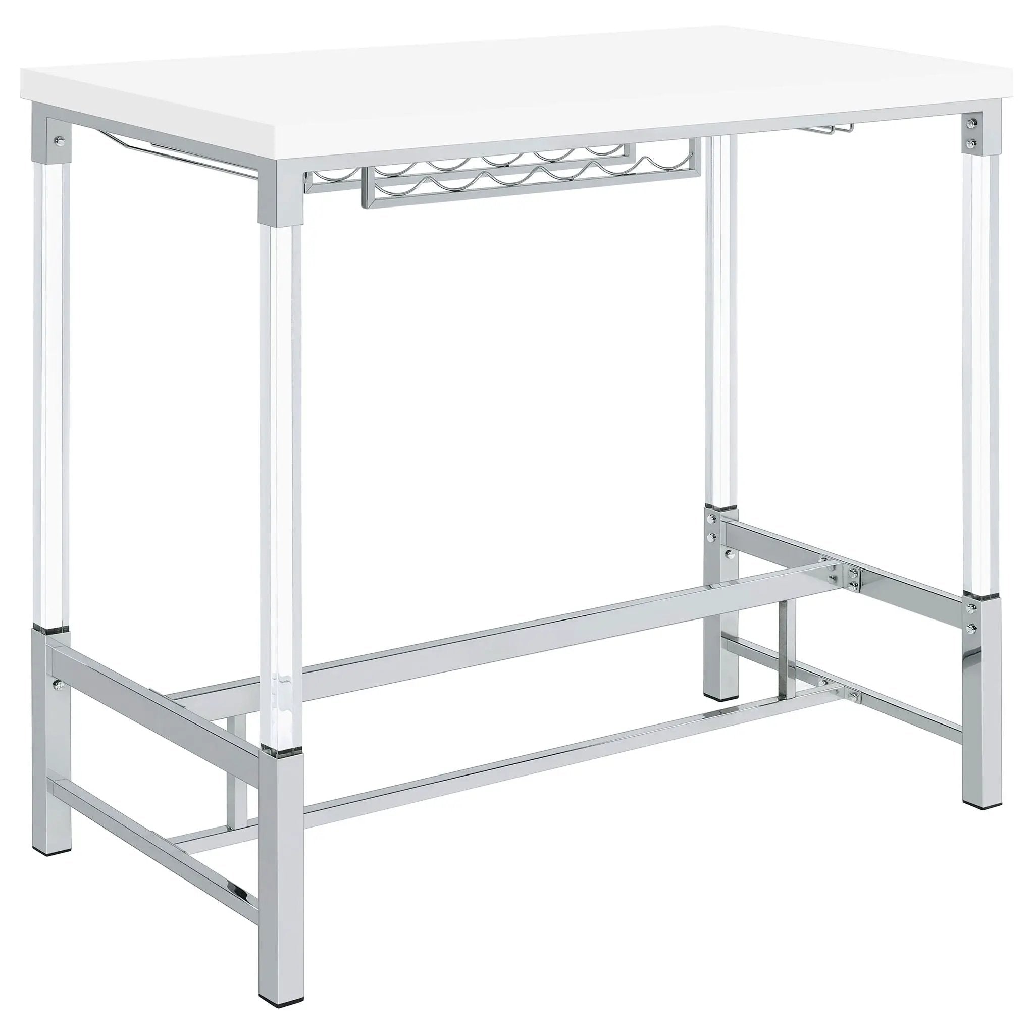 Tonneson - Bar Table With Trestle Base And Wine Storage - White by HouseOfZazla