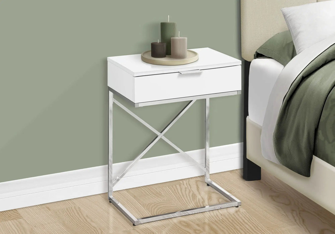Accent Side Table with Storage Drawer, Spacious Tabletop, Contemporary Design by HouseOfZazla
