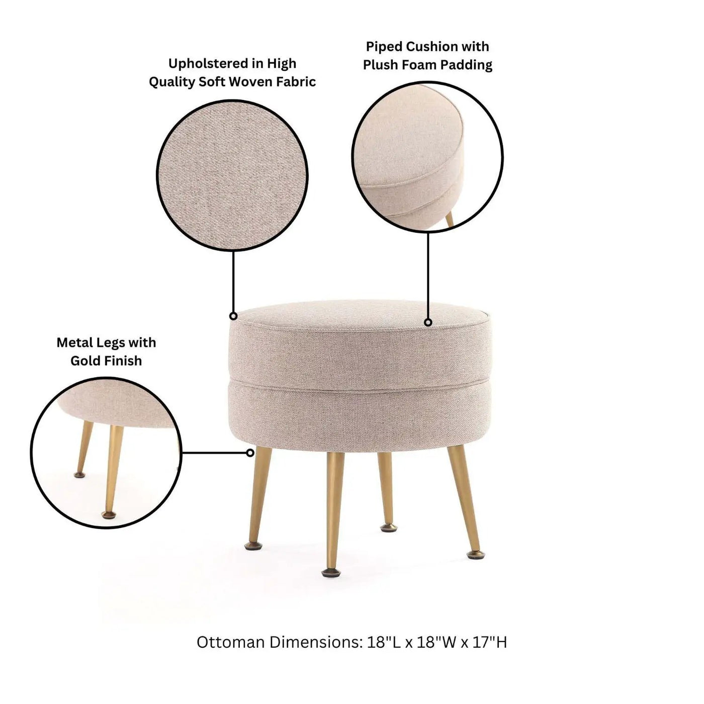 Bailey - Upholstered Accent Ottoman by HouseOfZazla