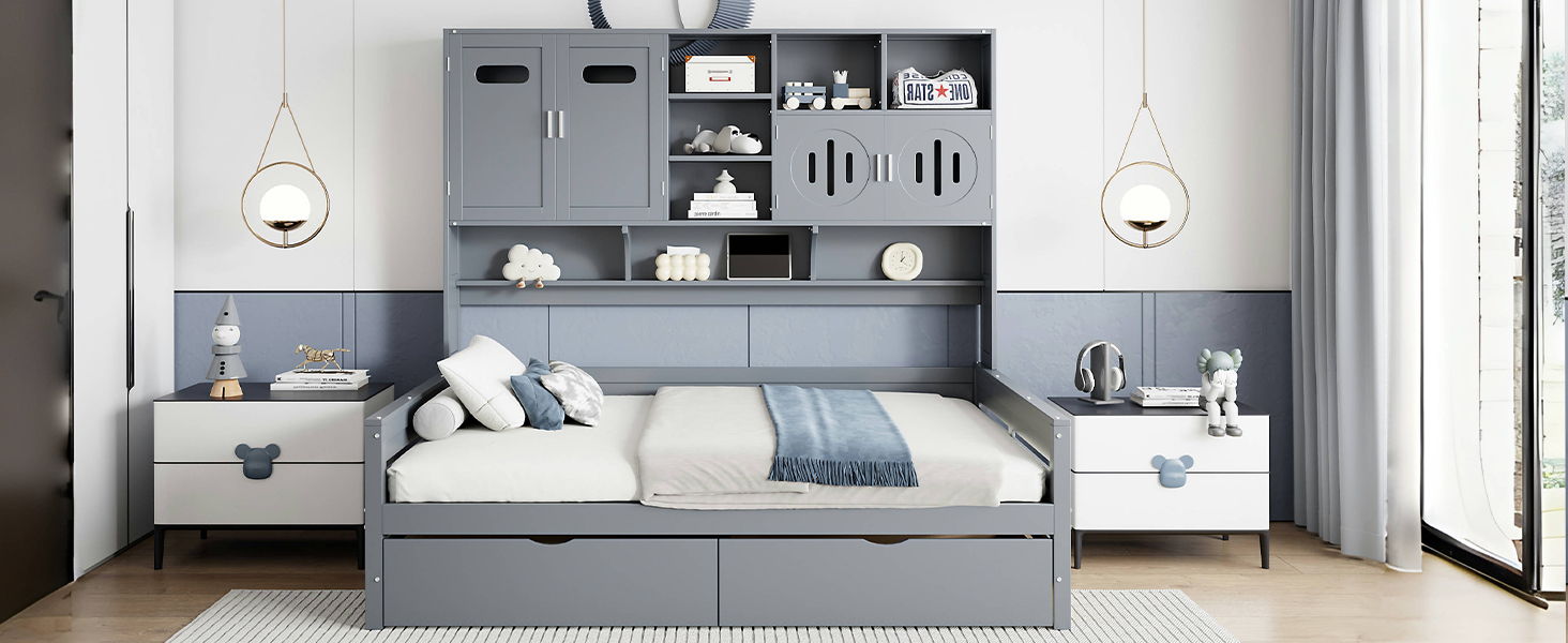Daybed With All-In-One Cabinet And Shelf by HouseOfZazla