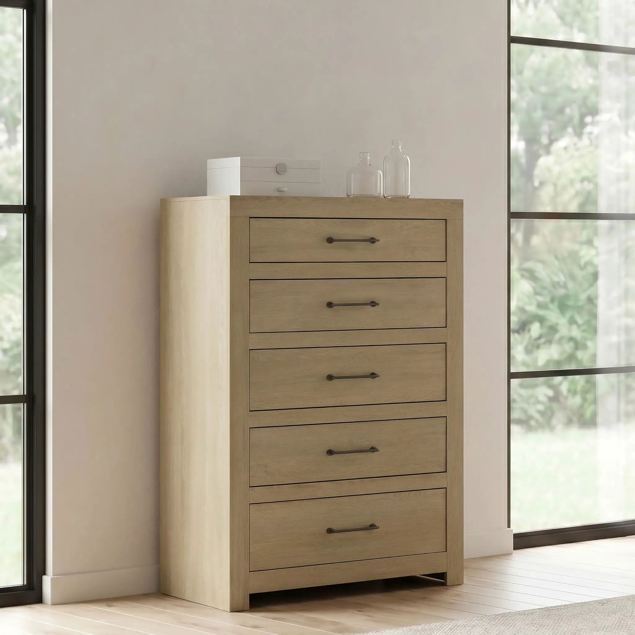 Hendricks 5-drawer Bedroom Chest of Drawers Light Oak by Unique Piece Furniture