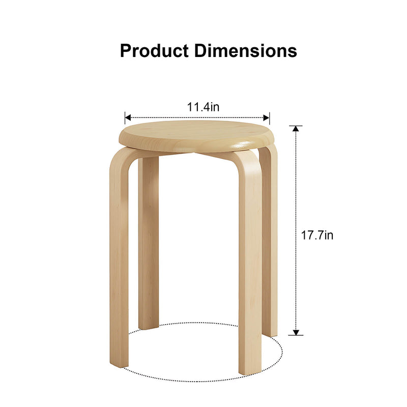 Stackable Bentwood Stool Set of 4, 18" Round Backless Nesting Stools by HouseOfZazla