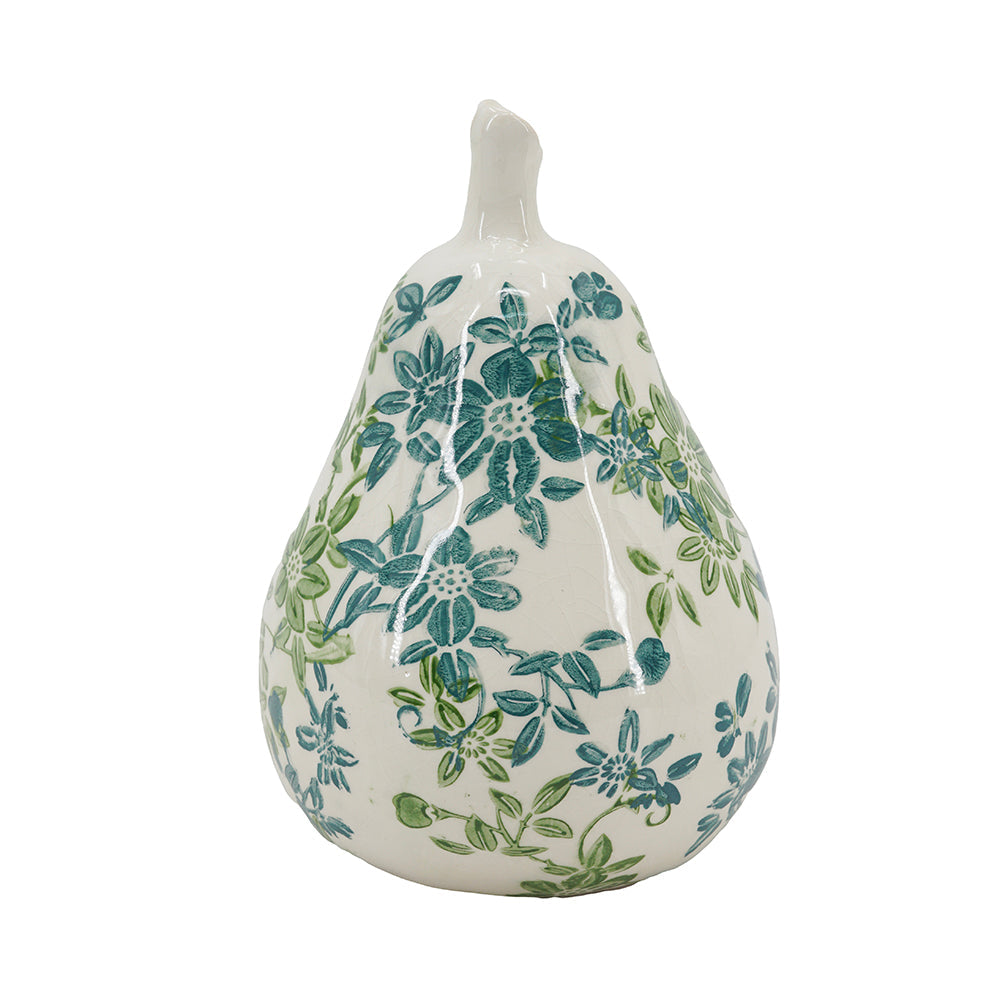 Floral Ceramic Pear and Apple Decor Set with Elegant Ivory Finish, photo 7 of 10