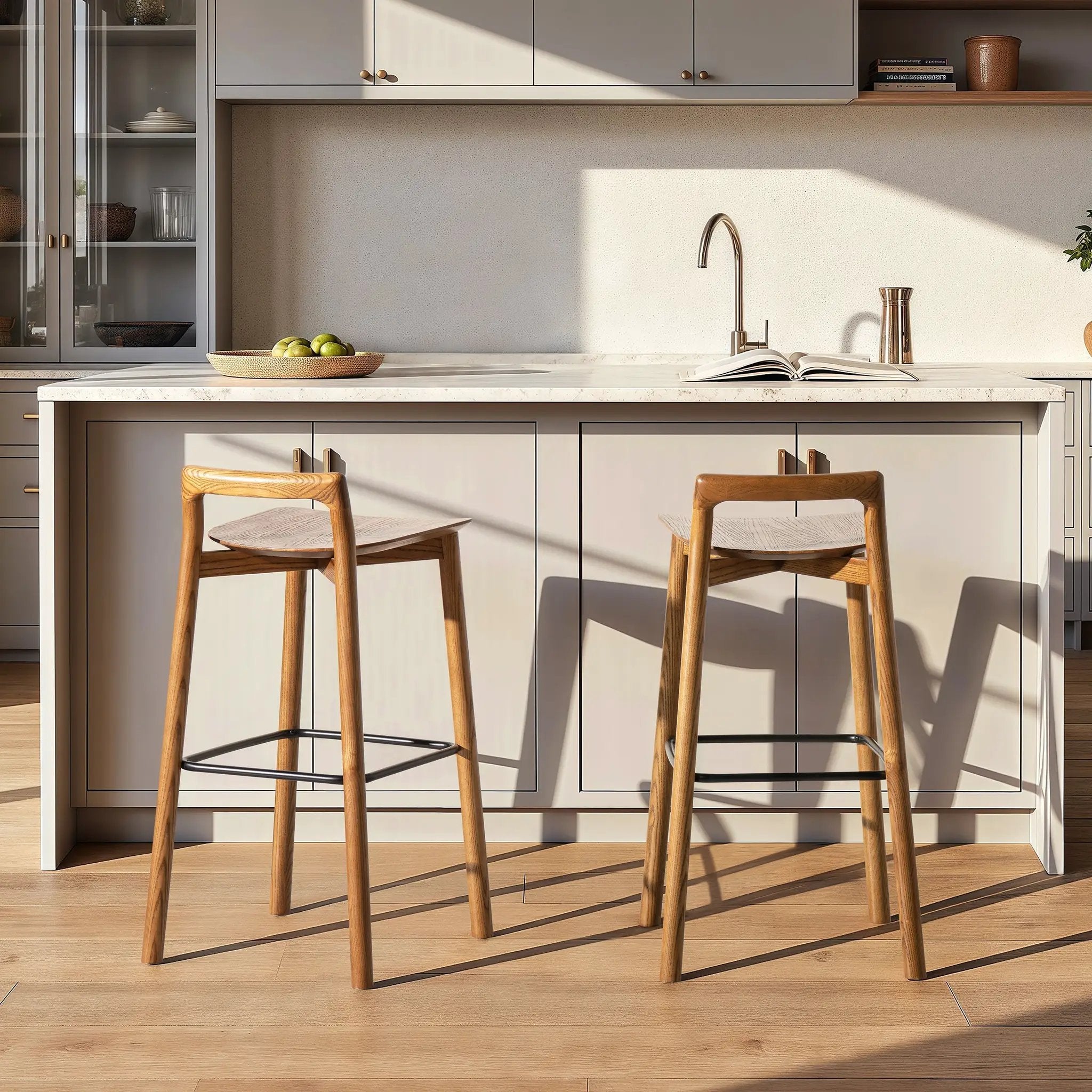 Sven 30" Modern Minimalist Low Back Wood Barstool by HouseOfZazla