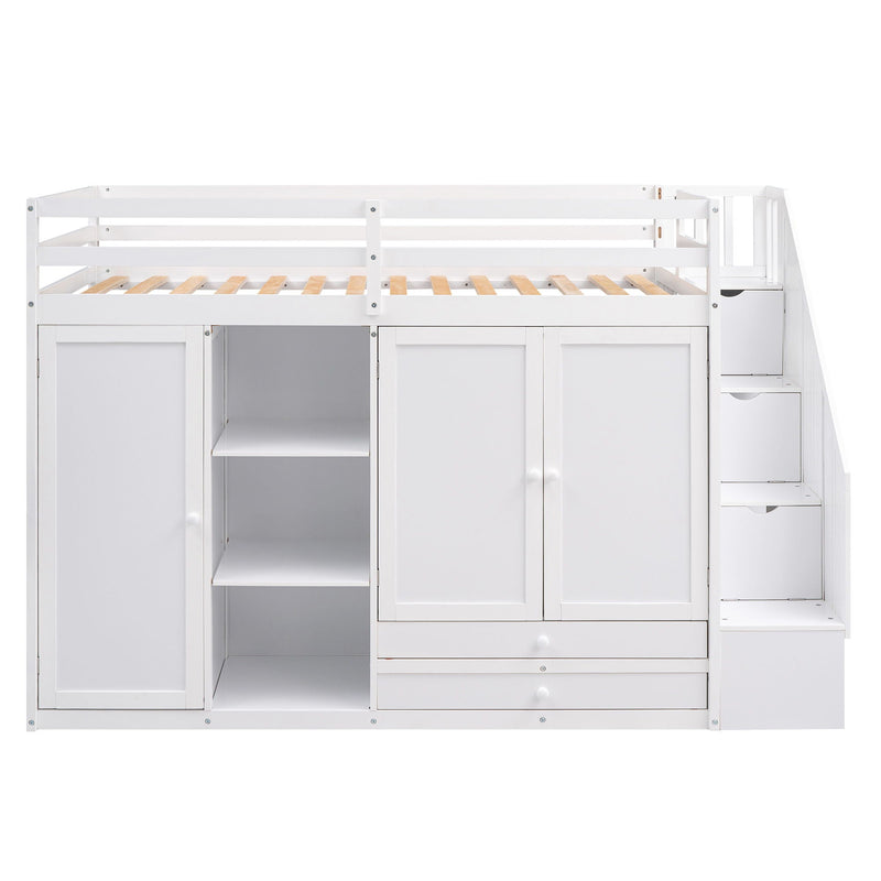 Loft Bed With 3 Shelves, 2 Wardrobes, 2 Drawers, Ladder Storage by HouseOfZazla