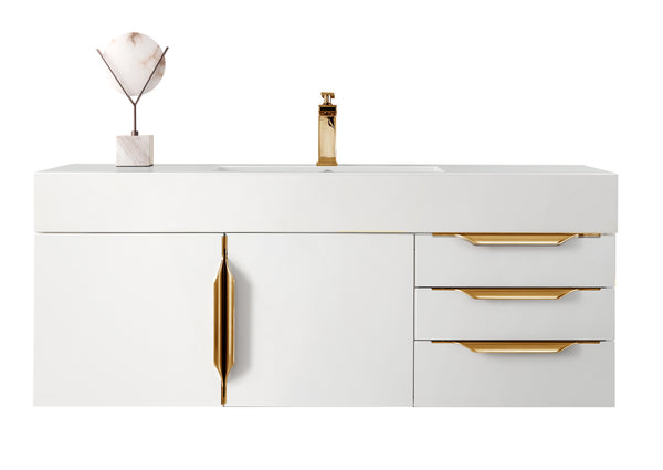 James Martin Columbia 48" Floating Single Bathroom Vanity, Glossy White